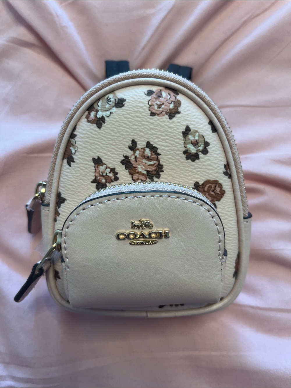 Coach Cream Floral Mini Backpack Crossbody with Gold Hardware